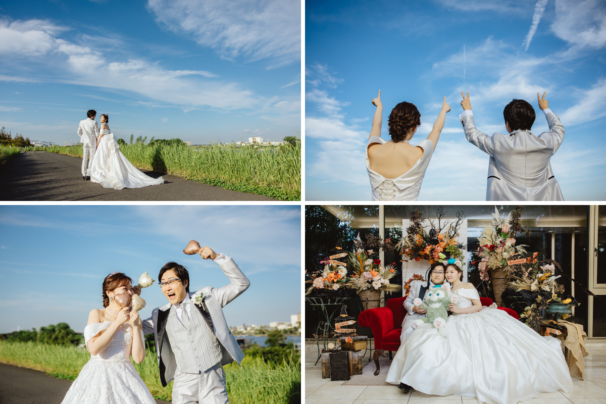 風船やぬいぐるみとウェディングロケーション撮影